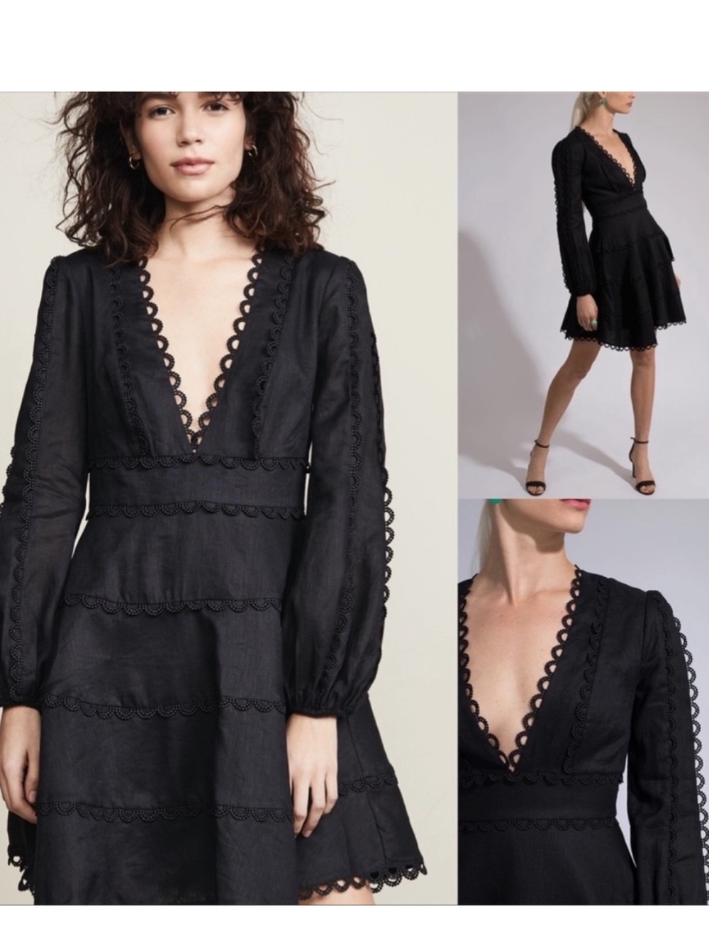 Zimmermann heathers Black Long Sleeve Mini Dress